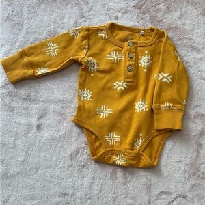 Oliver And Rain Mustard‎ Yellow And White Evil Eye 3 Month Body Suit Unisex